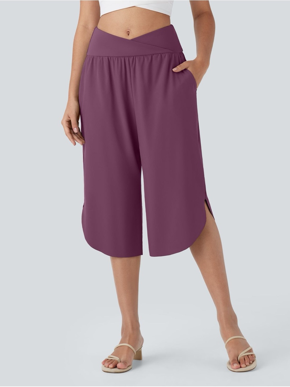 Halara Breezeful™ High Waisted Crossover Quick Dry Resort Pants Burgundy Size S